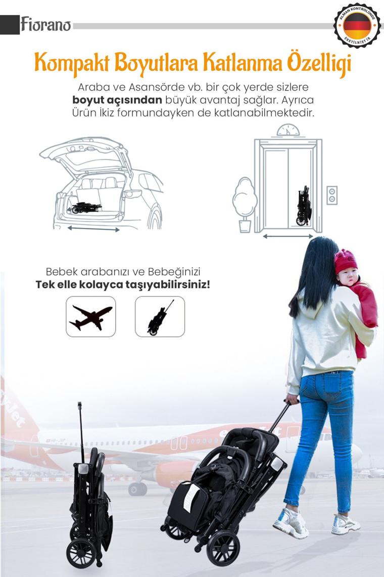 Lorelli Fiorano Black Kabin Tipi Bebek Arabası