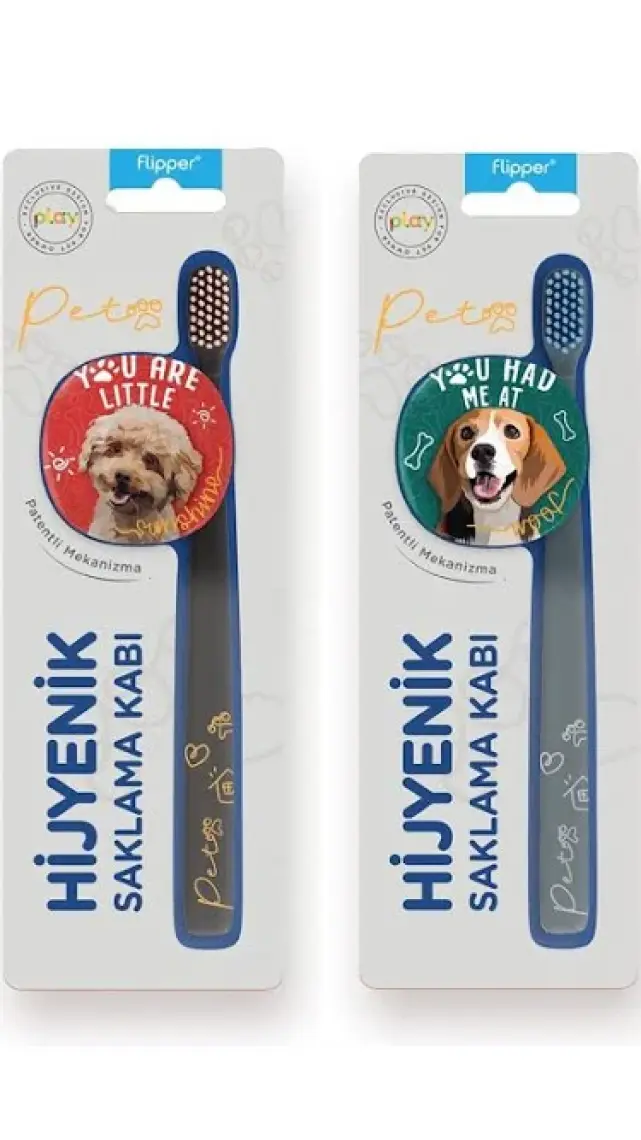 R.O.C.S. Flipper Pets Hijyenik Saklama Kabı ve Yetişkin Diş Fırçası Seti (Köpek)