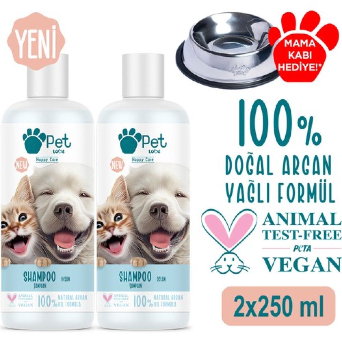 Pet Love Kediler ve Köpekler İçin Şampuan Okyanus 2X250 ml 100% Doğal Argan Yağlı
