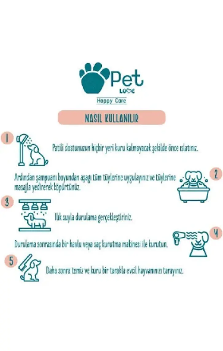 Pet Love Kediler ve Köpekler İçin Şampuan Okyanus 500 ml 100% Doğal Argan Yağlı