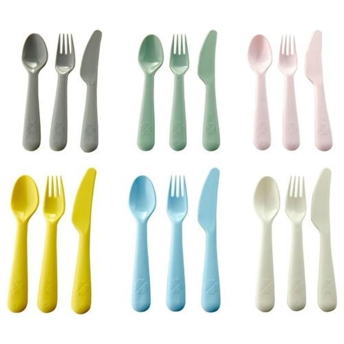 IKEA Çocuk Plastik Çatal-Bıçak-Kaşık Seti Pastel Ton Renkleri 18 Parça
