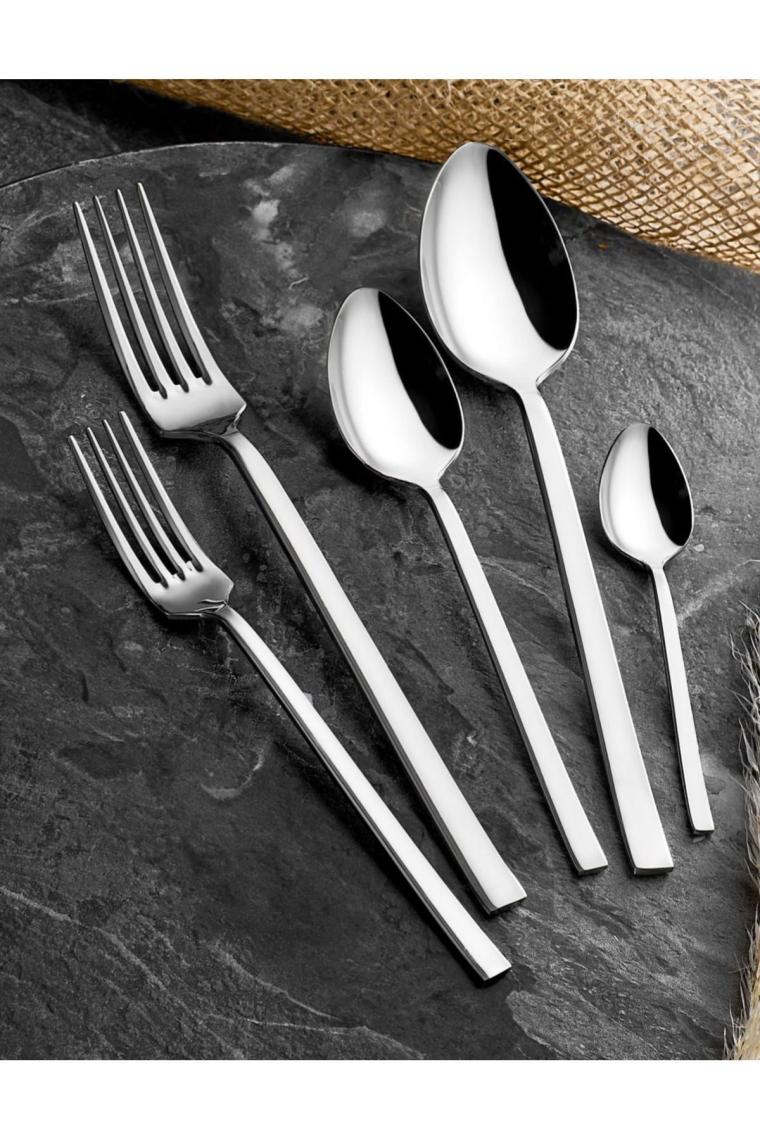 Zagori 60 Parça Natural Çatal Kaşık Takımı Düz Model 12 Kişilik