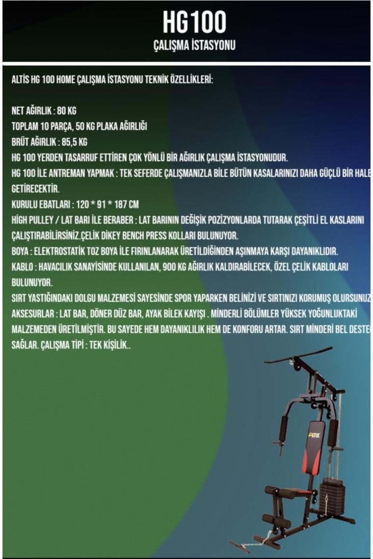 Hg100 Vücut Geliştirme Çalışma Istasyonu 50 Kg Plaka Ağırlıklı