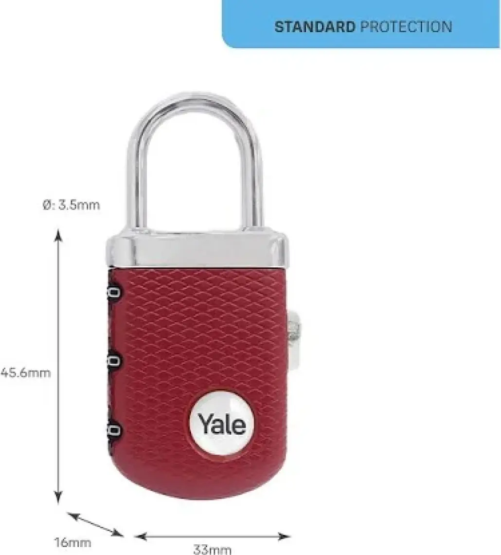 Yale Asma Kilit Zarif Tip Şifreli - Bordo
