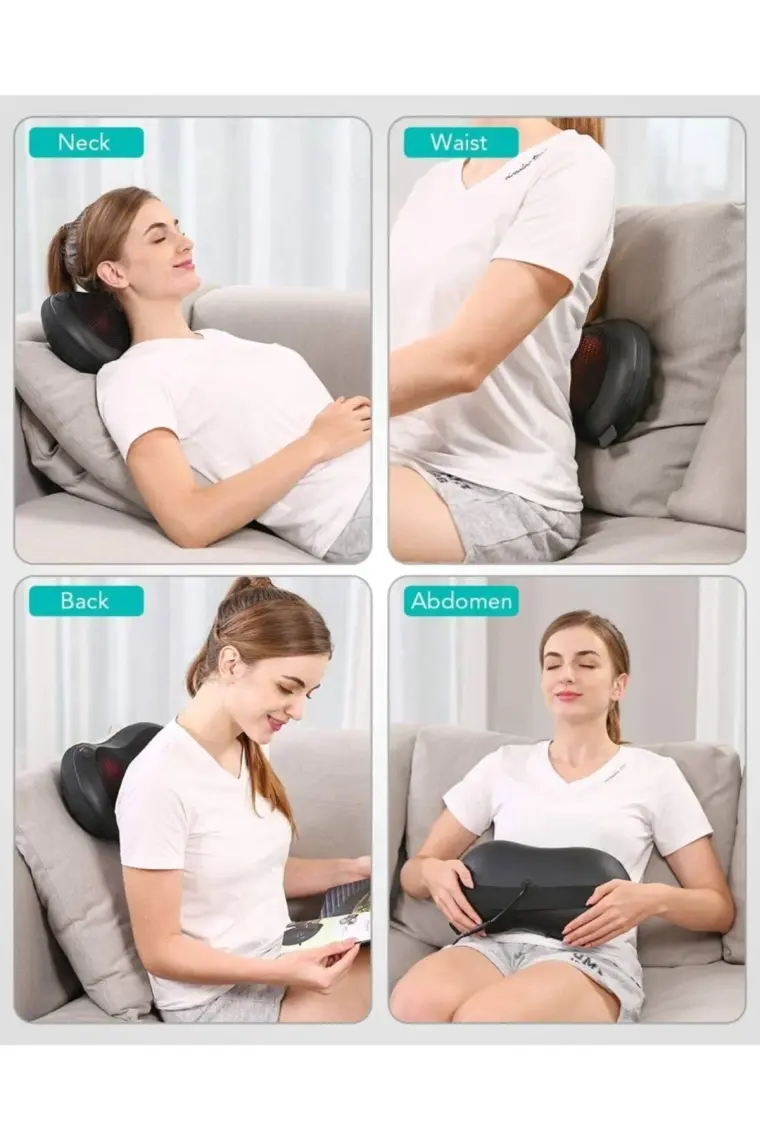 Eragon Shiatsu Black Ovmalı Boyun Bel Sırt Karın Ayak Masaj Aleti Masaj Yastığı