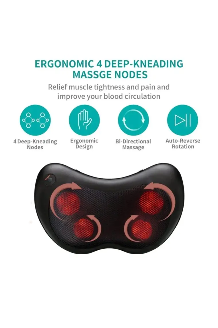 Eragon Shiatsu Black Ovmalı Boyun Bel Sırt Karın Ayak Masaj Aleti Masaj Yastığı