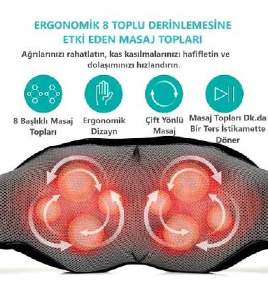 Trn Life Boyun - Sırt - Bel - Karın - Ayak - Tüm Vücut Ovmalı Yoğurmalı Isıtmalı Masaj Aleti Cihazı (2024 Model)