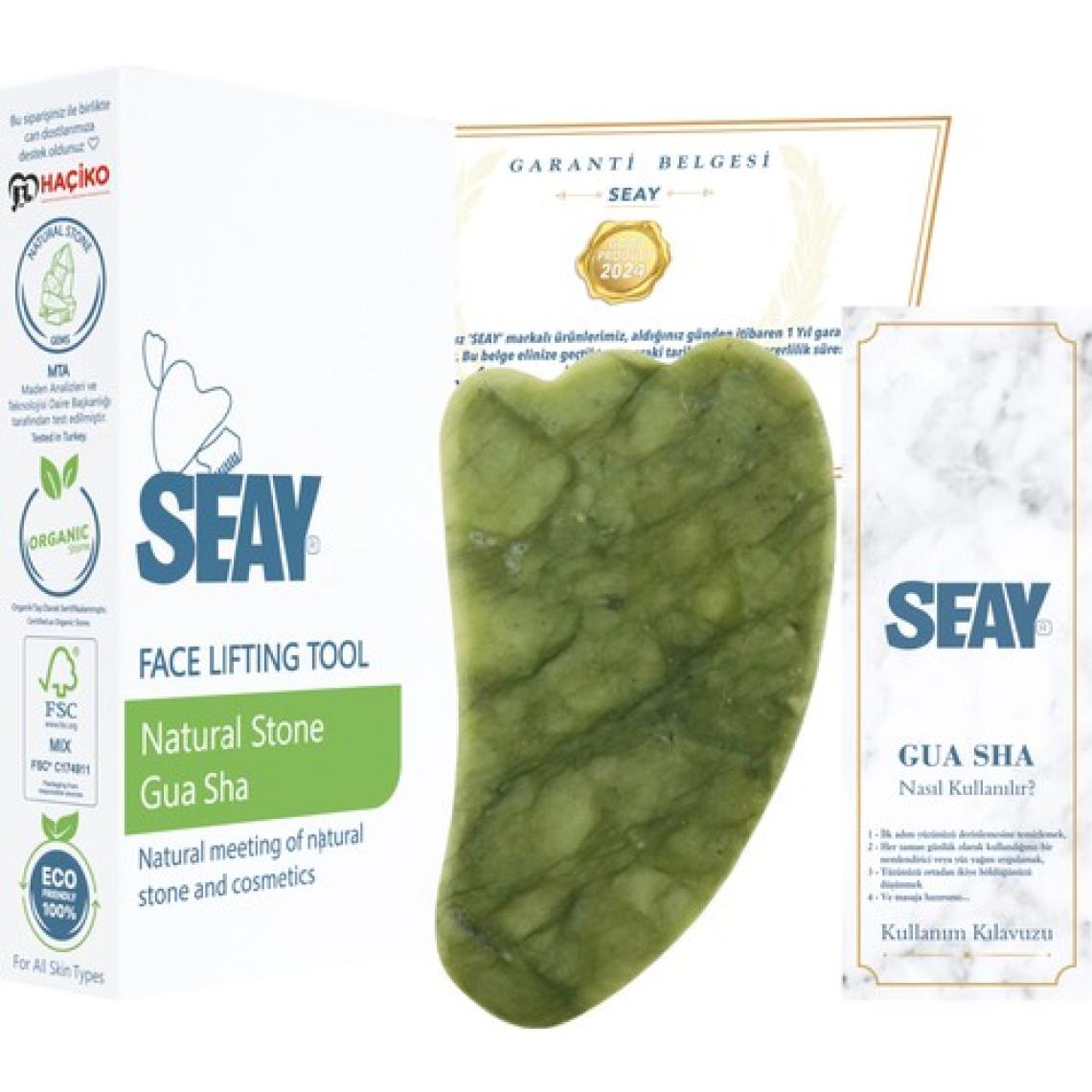 Seay Yeşim Taşı (JADE) Tırtıklı Melek Kanadı Gua Sha Yüz Masaj Aleti Değerli Doğal Taş Sertifikalı