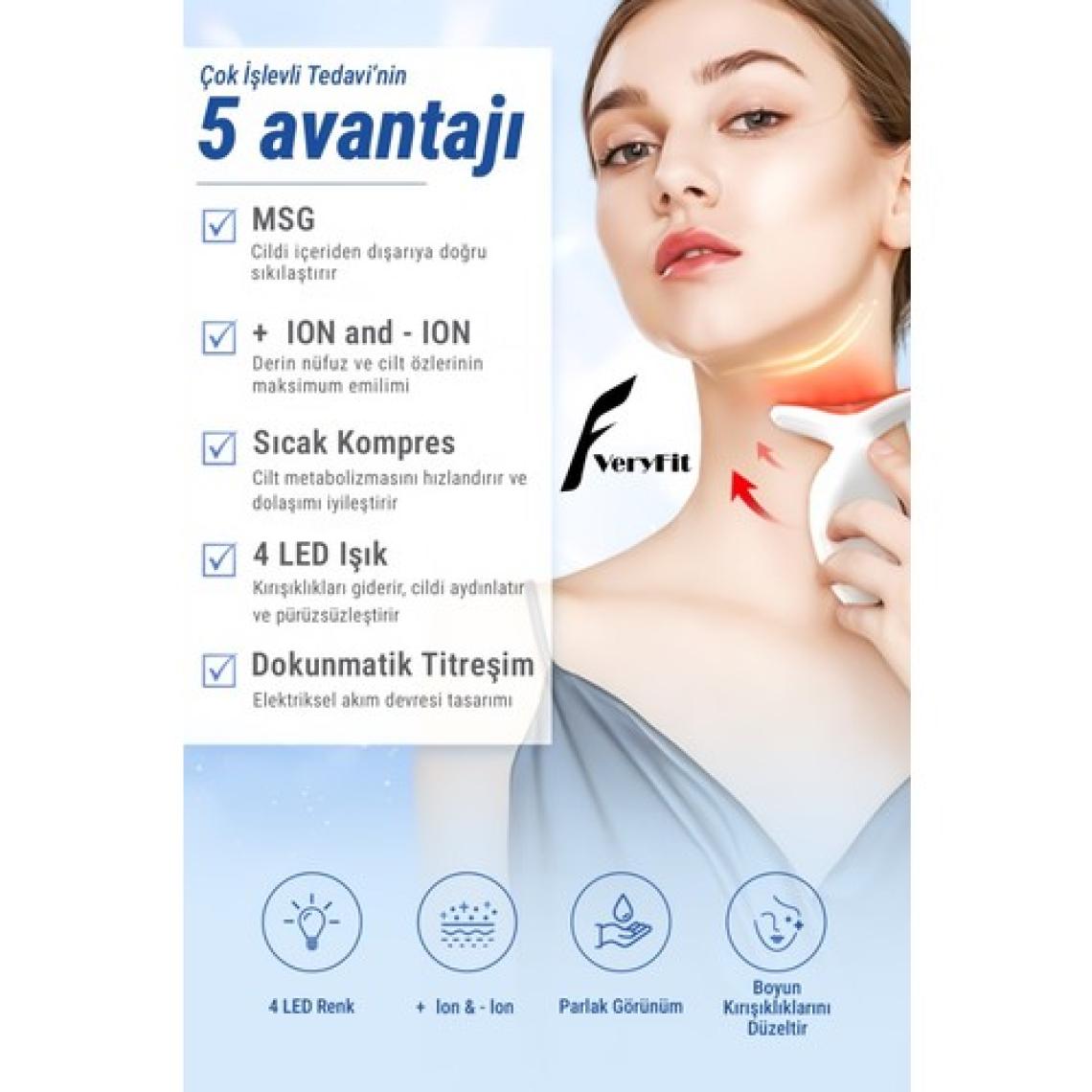 VeryFit 4 Modlu Led Işıklı Titreşimli Sıklaştırıcı Kırışıklk Karşıtı Ve Giderici EMS Güzellik Ve Masaj Cihazı