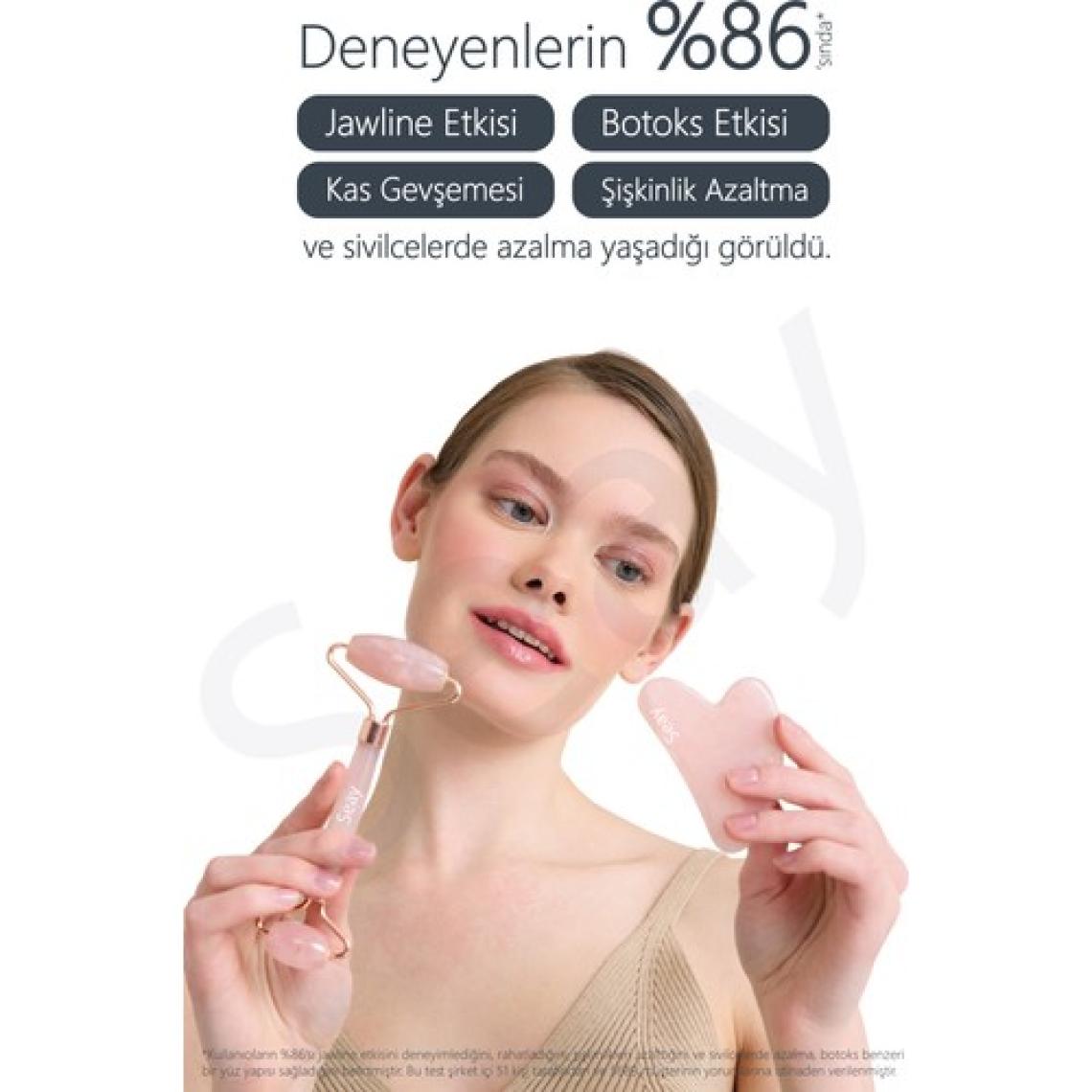 Seay Pembe Kuvars Face Roller Ve Kalp Gua Sha Yüz Masaj Aleti Seti Değerli Doğaltaş Sertifikalı