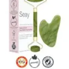 Seay Yeşim Face Roller & Kalp Guasha Yüz Masaj Taşı Takımı Yüz Masaj Aleti Premium