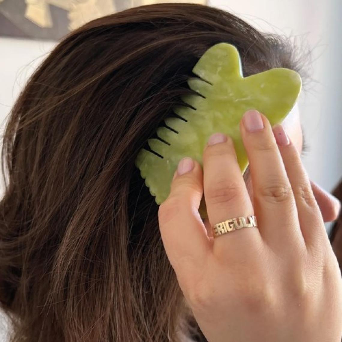 Seay Çok Amaçlı Yeşim Masaj Taşı Gua Sha 3 Farklı Masaj Aleti Ve Tarak Stone Sertifikalı