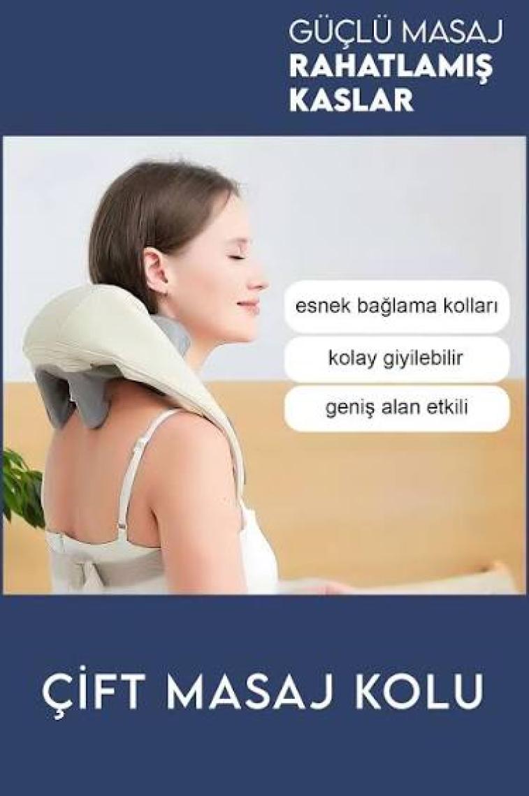DEMPOWER İnsan Eli Hissi Veren Şarjlı Masaj Aleti – Isıtmalı, Ovmalı, Boyun, Sırt Ve Bacak Masaj Cihazı