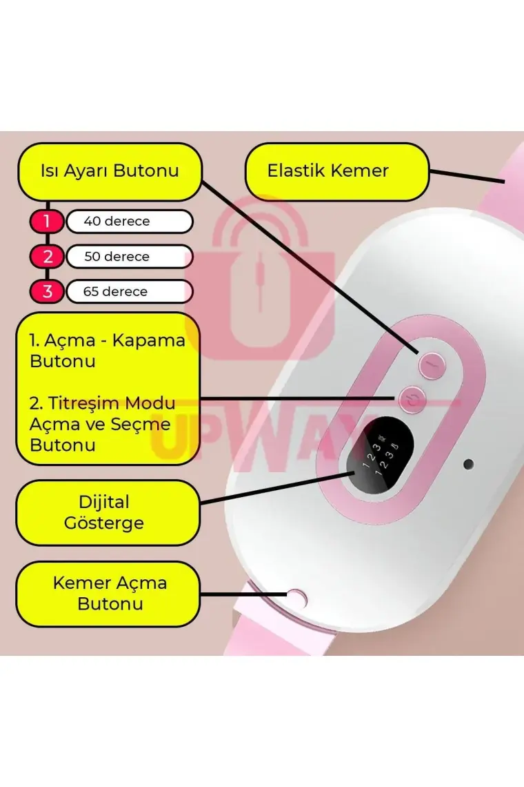 Upway Şarjlı Titreşimli Sıcak Terapi Kemeri