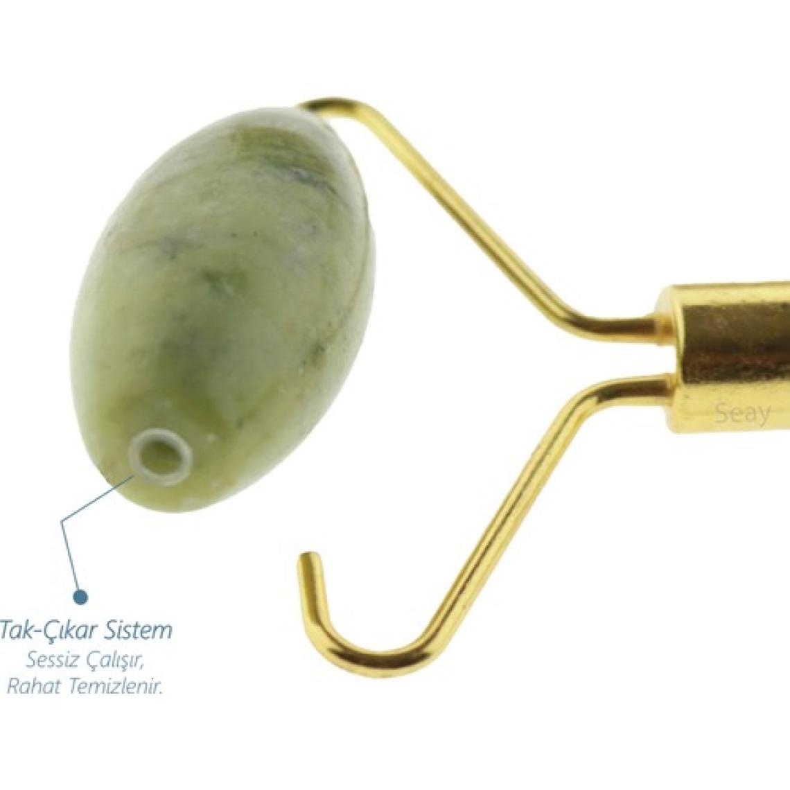 Seay Yeşim Taşı Tırtıklı Face Roller Ve Pembe Kuvars Gua Sha Yüz Masaj Aleti Seti Doğal Taş Sertifikalı