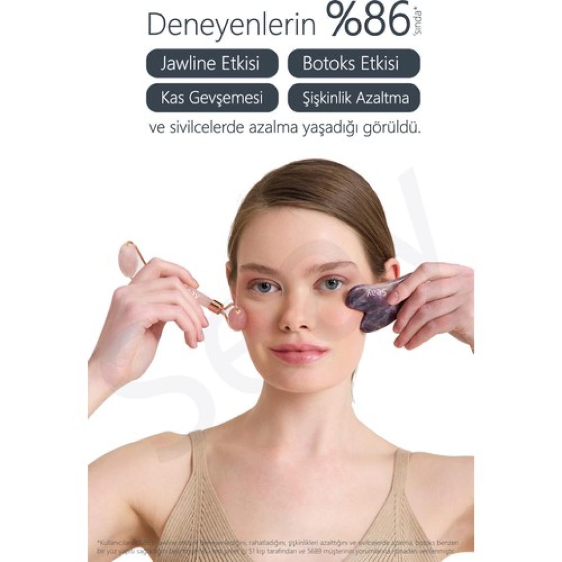 Seay Pembe Kuvars Face Roller Ve Ametist Kalp Gua Sha Yüz Masaj Aleti Seti Değerli Doğaltaş Sertifikalı