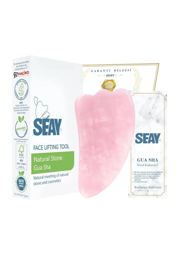 Seay Pembe Kuvars Melek Kanadı Gua Sha Masaj Aleti Doğal Taş Sertifikalı