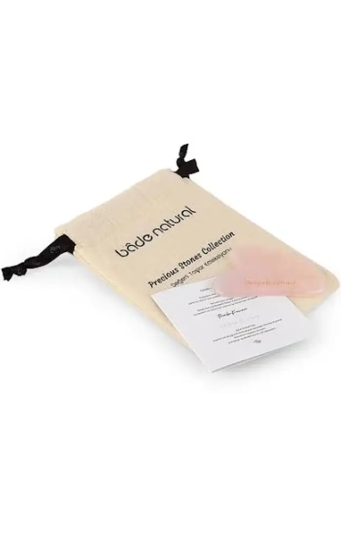 Bade Natural Pembe Kuvars Gua Sha %100 Doğal ve Gerçek Yüz Masaj Taşı