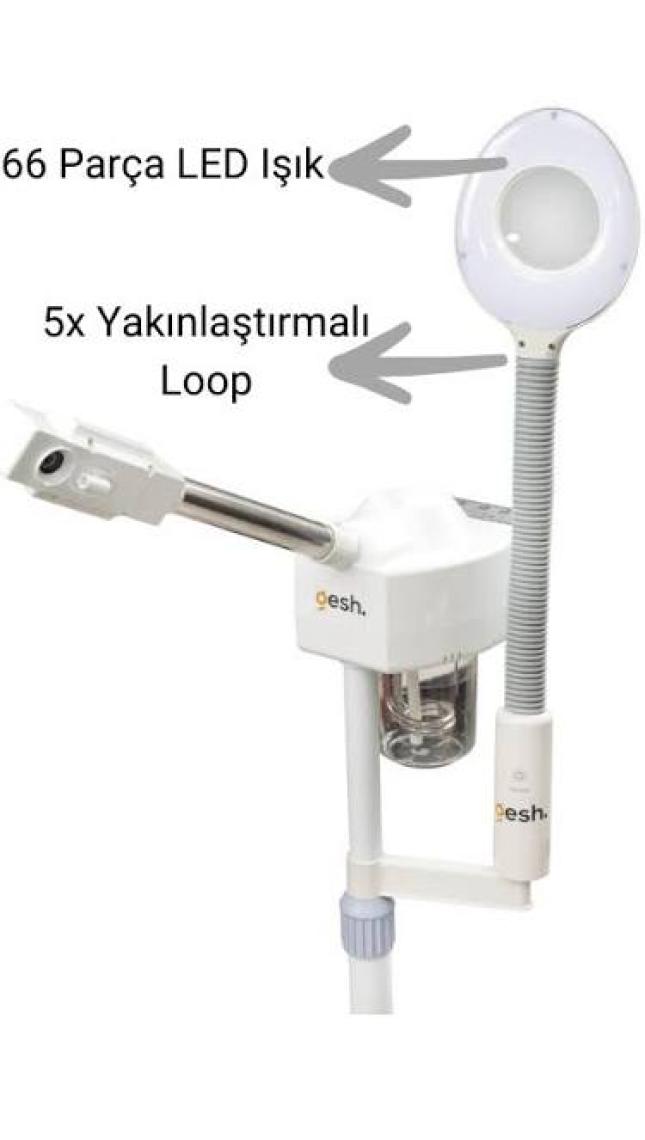 Gesh DT-318M Büyüteçli Looplu LED Işıklı Sıcak Buhar Ozonlu Yüz Buhar Makinesi Vapozon - Ayaklı - Profesyonel Cilt Bakımı