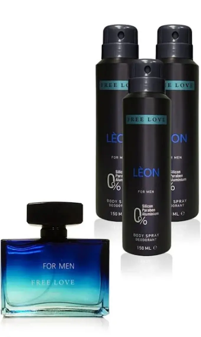 Free Love Leon Edp Erkek Parfüm 100 ml ve Deodorant 150 ml 3 Adet