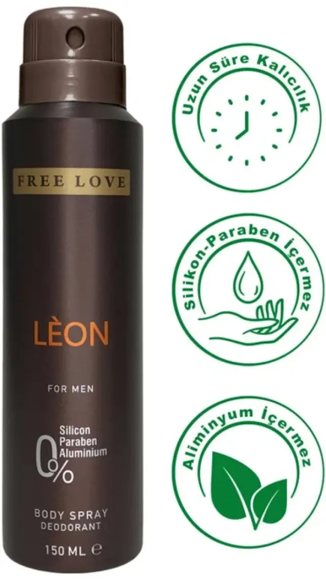 Free Love Leon Edp Erkek Parfüm 100 ml ve Deodorant 150 ml 3 Adet