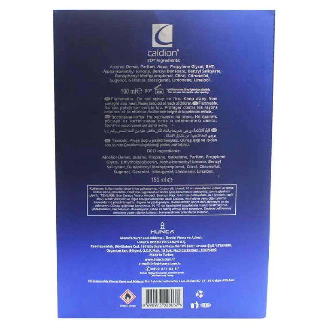 CALDION Classic Erkek Parfüm Seti 100 ml EDT + 150 ml Deodorant