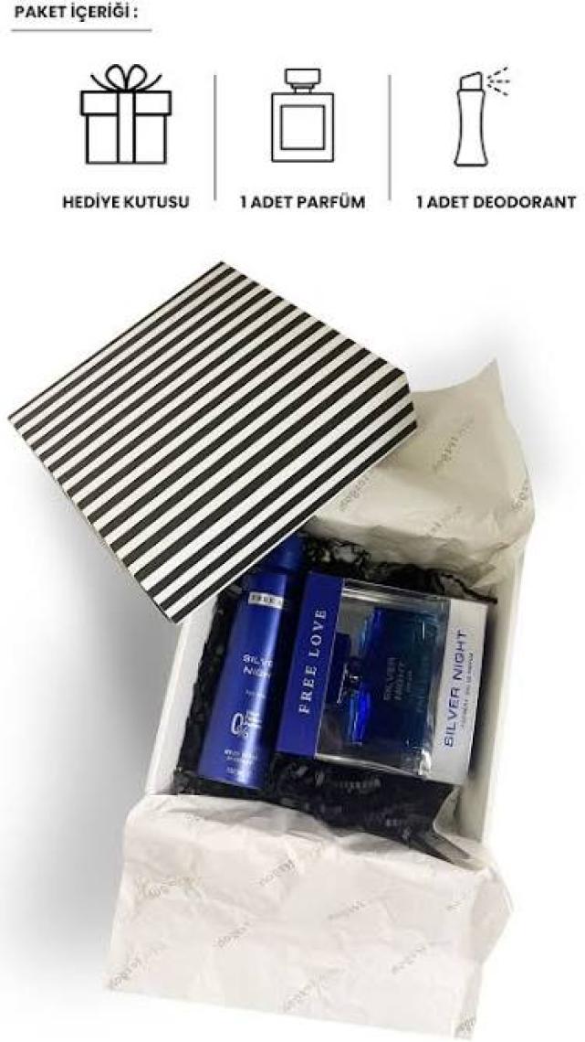 Free Love Silver Night Edp Erkek Parfüm 100 ml ve Deodorant 150 ml