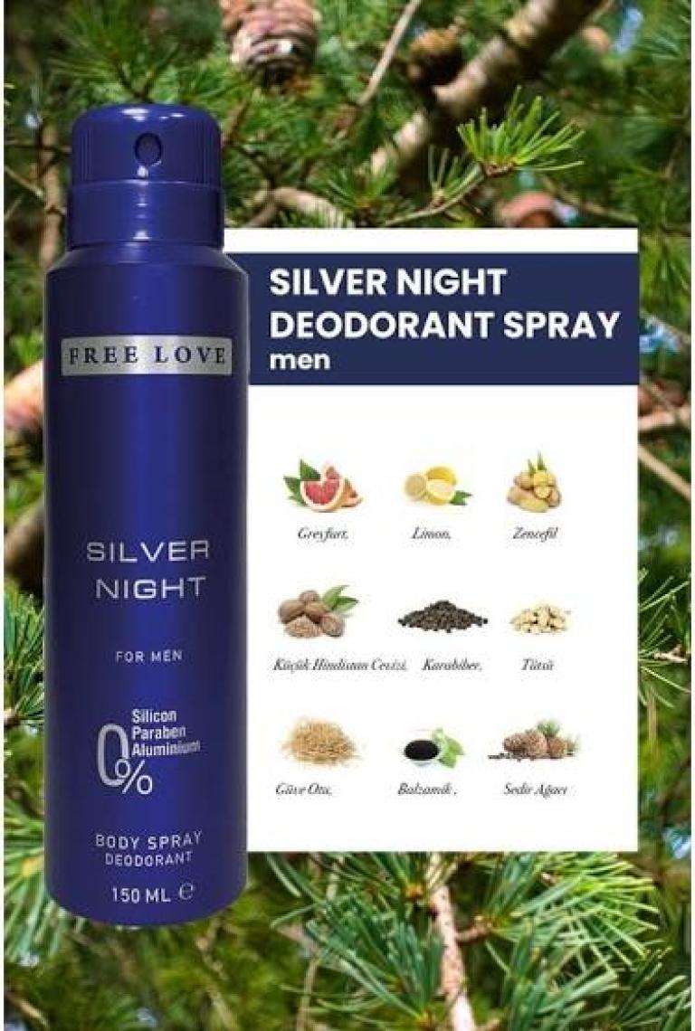 Free Love Silver Night Edp Erkek Parfüm 100 ml ve Deodorant 150 ml
