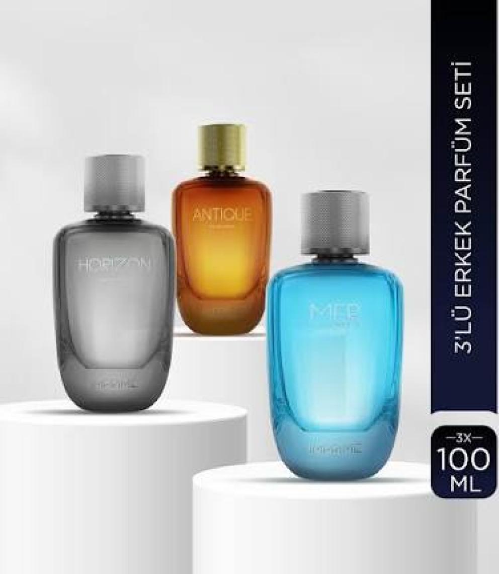Imprimé 3'lü EDP Erkek Parfüm Seti (Mer 100 ml + Horizon 100 ml + Antique 100 ml)
