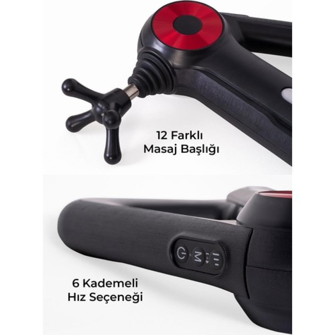Relax 12 Başlıklı Vurmalı Masaj Tabancası Spor Sonrası Titreşimli Masaj Aleti