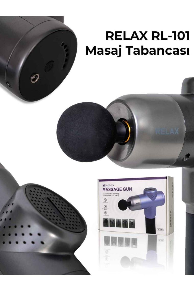 Relax Profesyonel Şarjlı 5 Başlıklı Masaj Tabancası Vurmalı Titreşim Spor Aleti