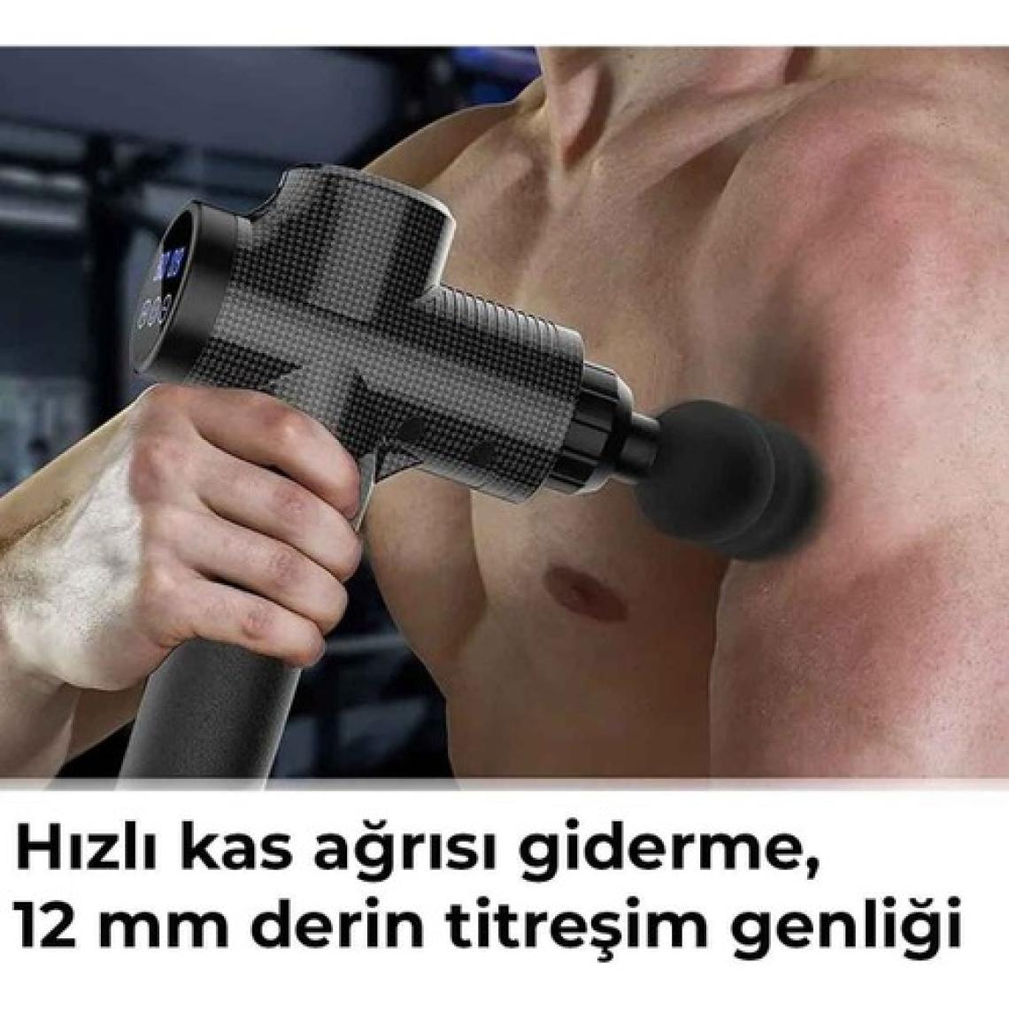 Relax Profesyonel 6 Başlıklı Şarjlı Sporcu Masaj Tabancası 30 Hız Kademeli + Çantalı