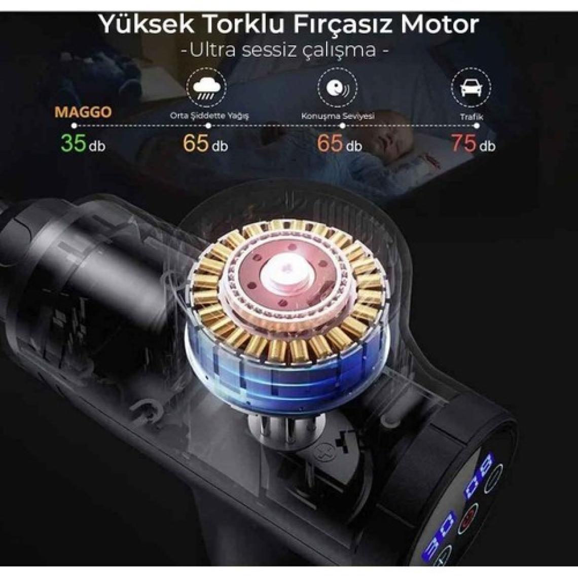 Relax Profesyonel 6 Başlıklı Şarjlı Sporcu Masaj Tabancası 30 Hız Kademeli + Çantalı