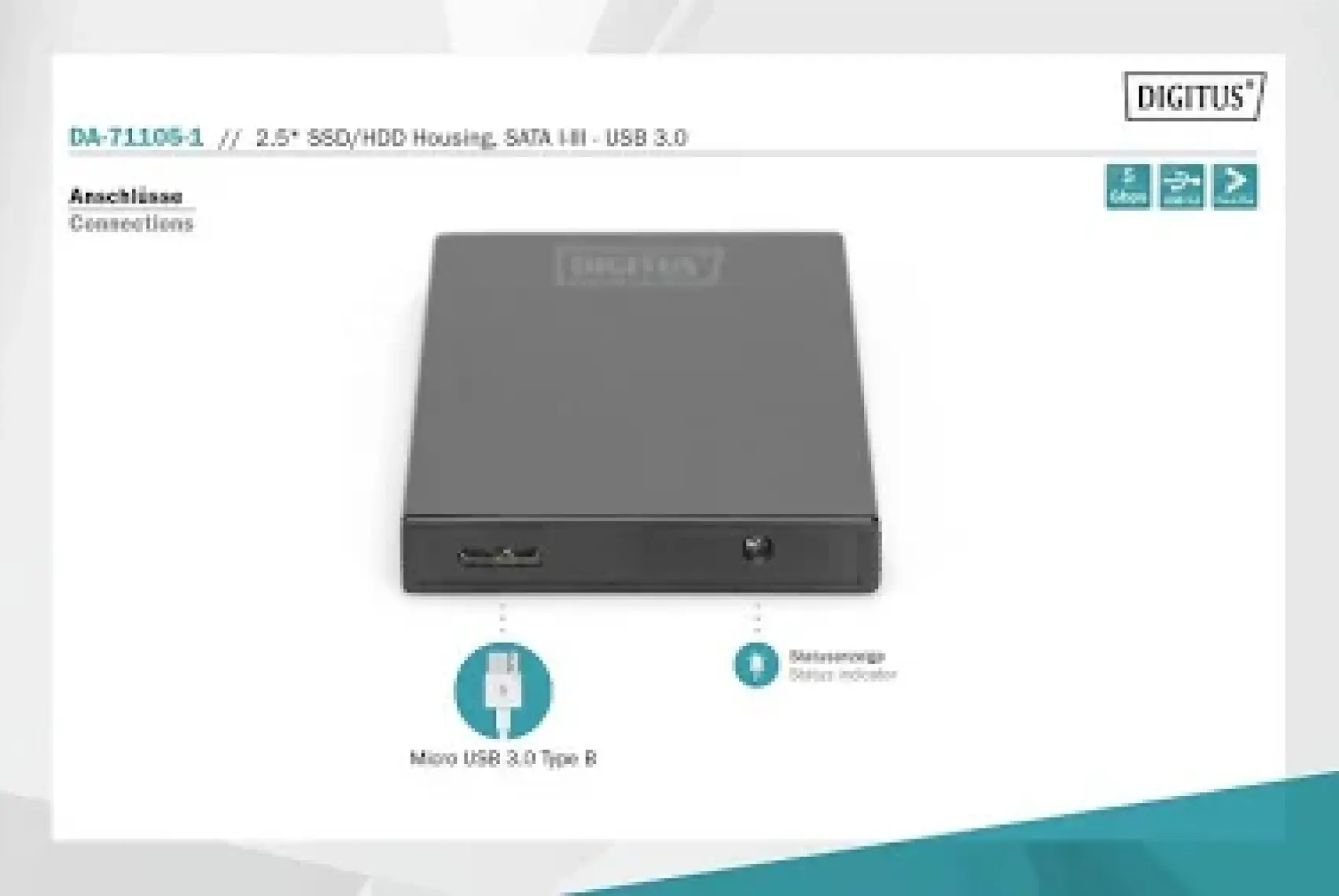 Digitus DA-71105 2.5" USB 3.0 Sata I-III Alüminyum HDD Kutusu