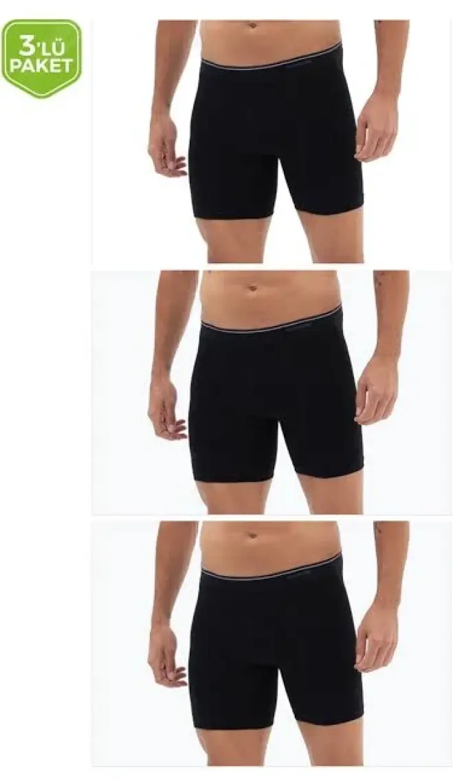 BLACKSPADE 9683 ERKEK TENDER COTTON  3 LÜ SİYAH BOXER