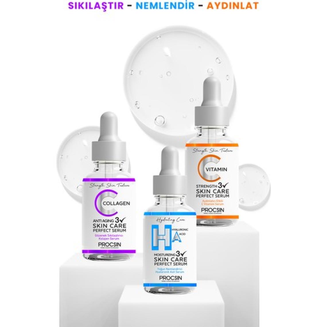 PROCSIN Üçlü Serum Paketi (C Vitamini - Kolajen - Hyaluronik Asit Serumu)
