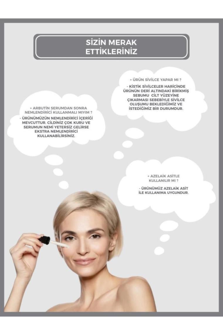 Arbutin Cilt Tonu Eşitleyici Leke Karşıtı Bakım Serumu %1 Arbutin+ %0.5 Uva Ursi 30 ml.