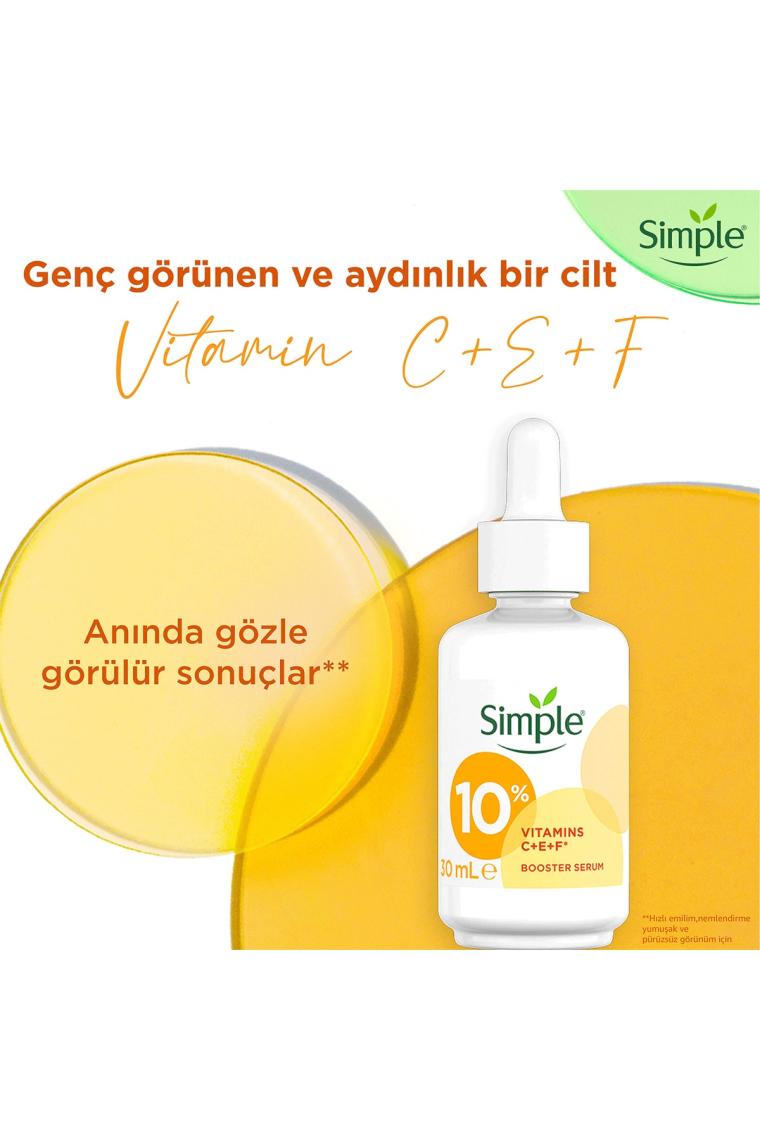 Simple Booster Serum %10 C+F+E Vitamini Genç Görünen ve Aydınlık Cilt İçin 30 ml
