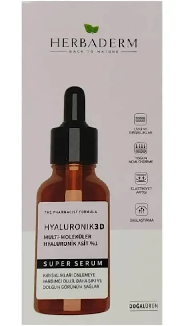 Herbaderm Süper Serum (Hyaluronik Asit 3D %1) Nemlendirici 30 Ml