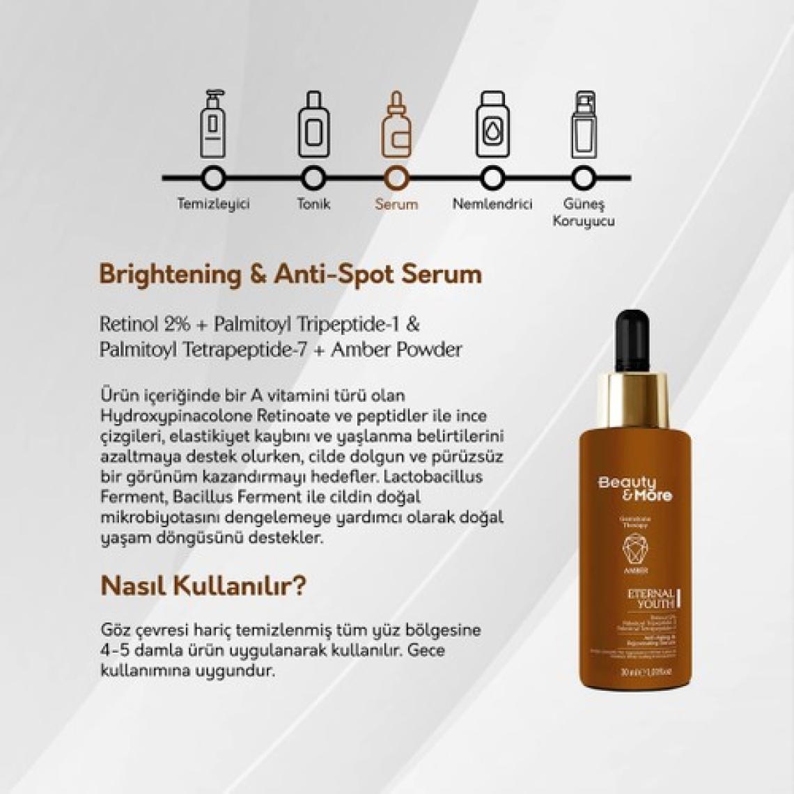 Beauty&More Amber Eternal Youth  ve Yenileyici Retinol Serum 30 ml  Retinol 2% + Palmitoyl Tripeptide-1 & Palmitoyl Tetrapeptide-7 + Amber Powder