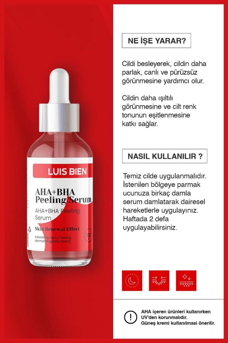 Aha Bha Cilt Tonu Eşitleyici Kırmızı Peeling Serum | Aydınlatıcı | 30 ml (AHA %10 BHA %2)