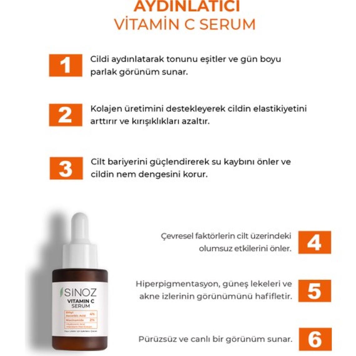 Sinoz Vitamin C %4 Niacinamide %2 Yüz Serumu 30 ml Tüm Ciltler İçin