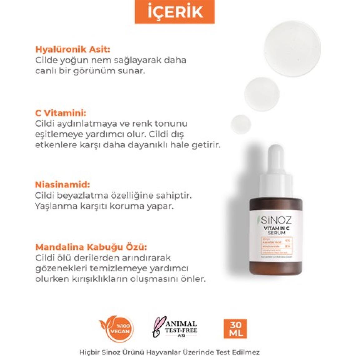 Sinoz Vitamin C %4 Niacinamide %2 Yüz Serumu 30 ml Tüm Ciltler İçin