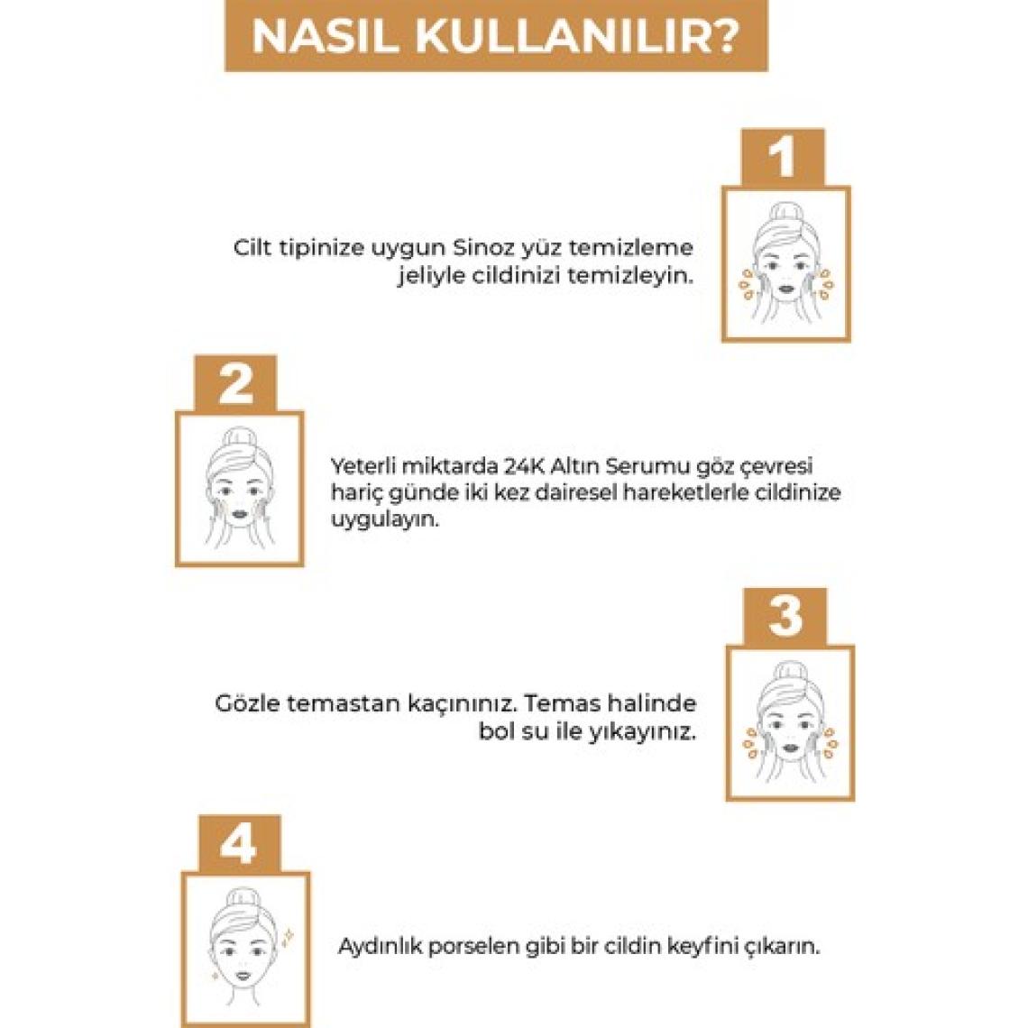 Sinoz 24k Altın Parçacıklı Hyaluronik Asit Içeren Kolajen Cilt Bakım Serum 30 ml