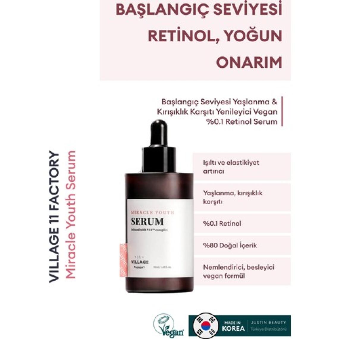 Village 11 Factory Miracle Youth Serum - Vegan %0.1 Retinol & Niasinamid Serum 50 Ml