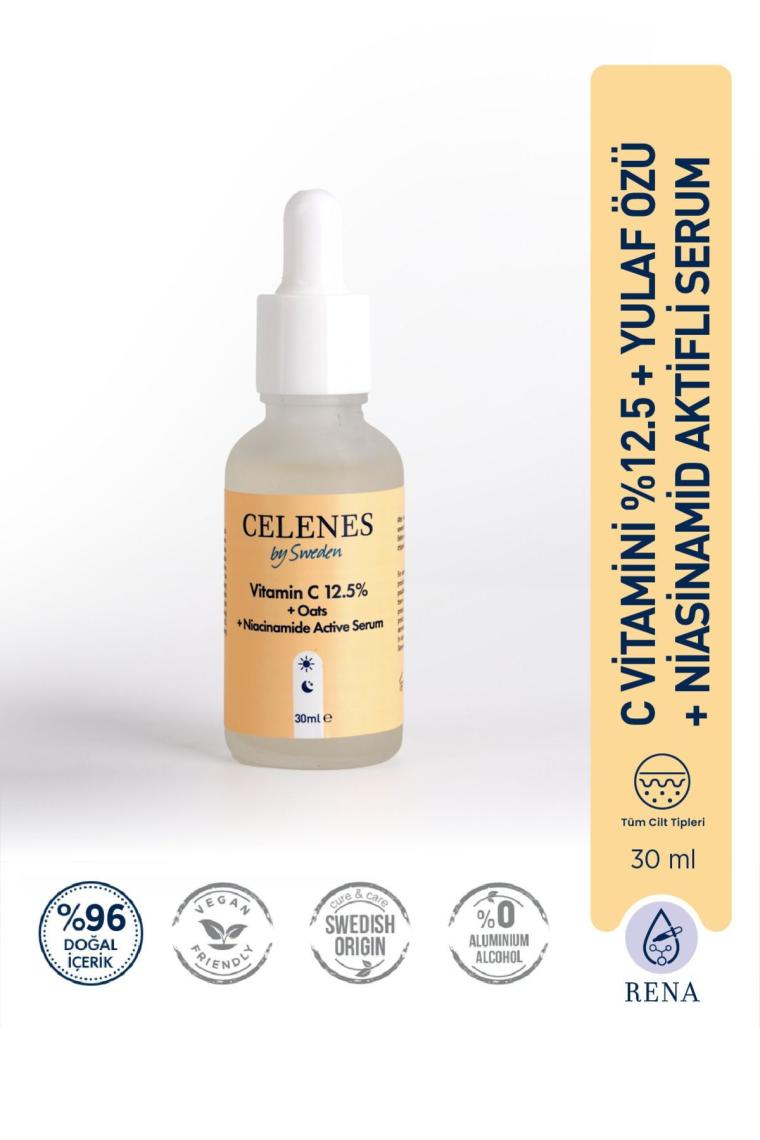 Celenes Vitamin C 12.5% + Oats + Niacinamide Active Yüz Serum