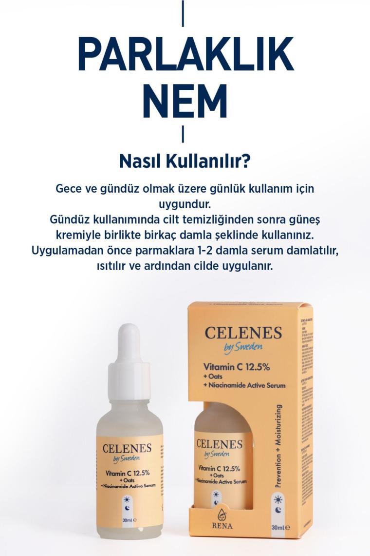 Celenes Vitamin C 12.5% + Oats + Niacinamide Active Yüz Serum