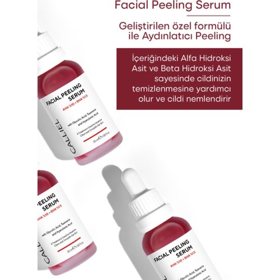 Calliel AHA & BHA Cilt Tonu Eşitleyici, Canlandırıcı Kırmızı Yüz Peeling Serum 30 ML