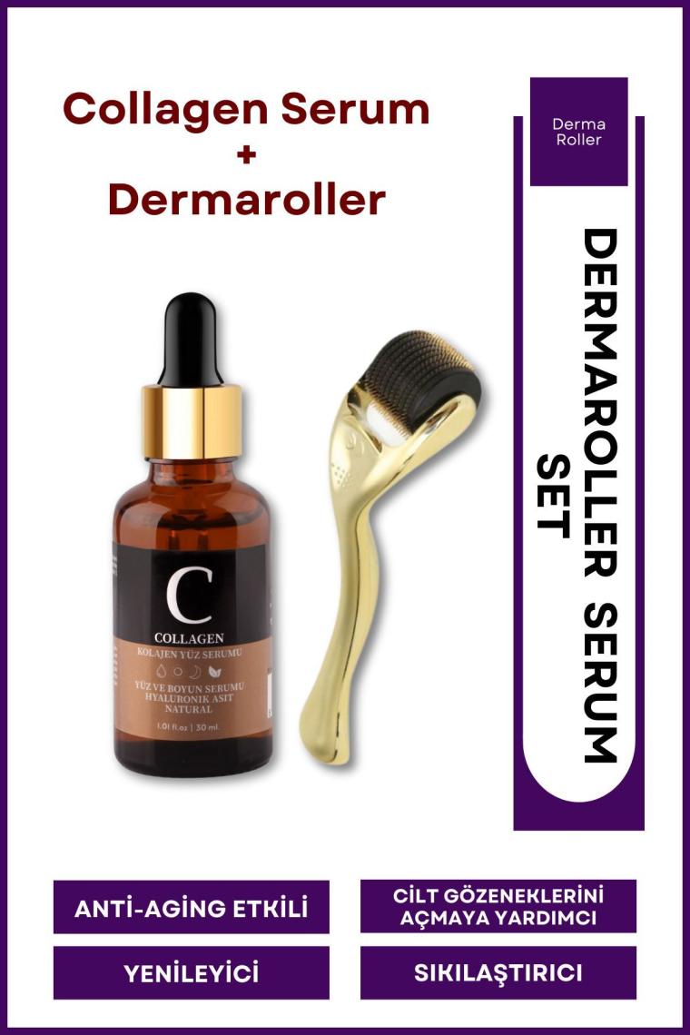 For You Gold Dermaroller (Goldenroller)  Collagen Serum  Set