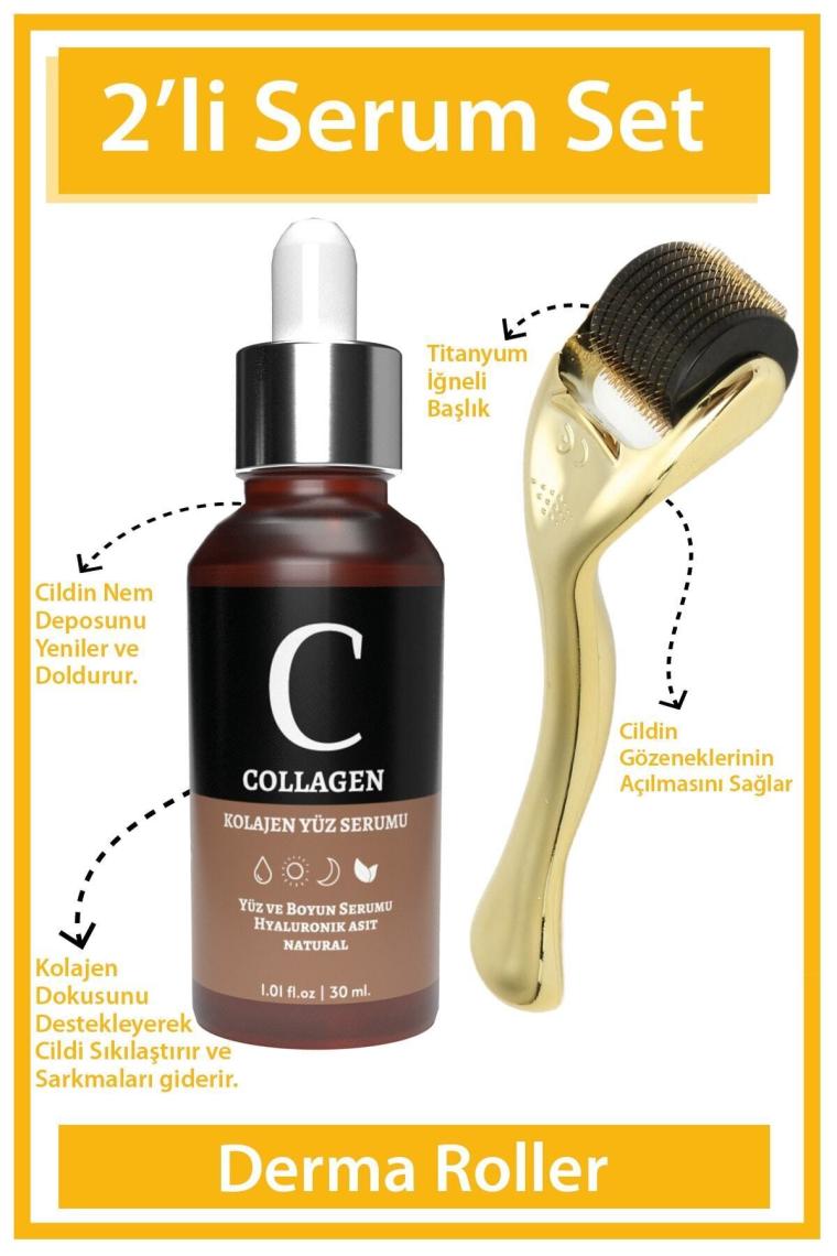 For You Gold Dermaroller (Goldenroller)  Collagen Serum  Set